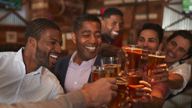 Group,Of,Male,Friends,On,Night,Out,For,Bachelor,Party